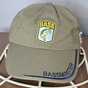 Bassmaster Adjustable Cap Olive Green And Blue Hat With Embroidered Patch